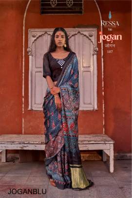 Gajji Lagdi Patrta Viscose Saree in Blue