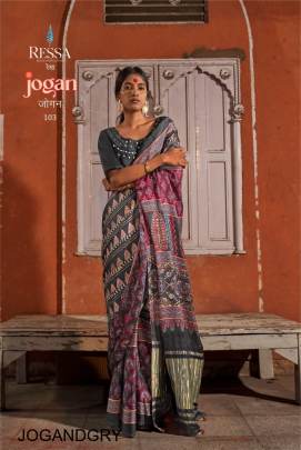 Gajji Lagdi Patrta Viscose Saree in Dark Grey