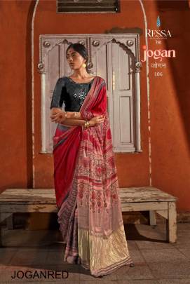 Gajji Lagdi Patrta Viscose Saree in Red