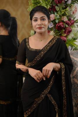 Georgette Embroidery Gown Saree in Black