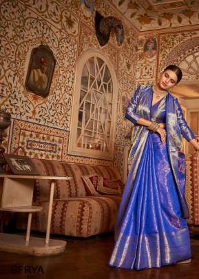 Get The Perfect Look Of Blue Color Saree With Beautiful Kanchivaram Arunima Catalog By Rajpath