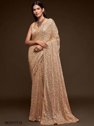 Gold Heavy Embroider Sequance Saree NC5117