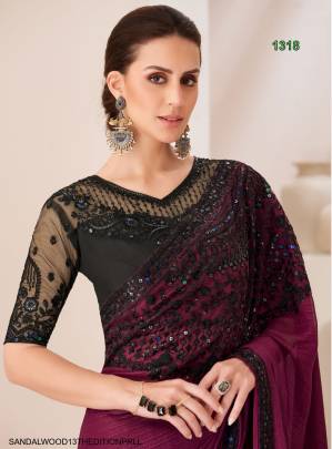 Gold Jari Sartin Georgette Saree in Purple