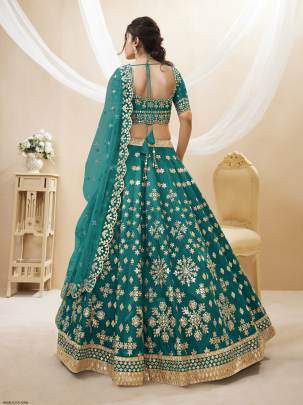 Green Art Silk Lehenga Angelic Vol 1 by Zeel Clothing