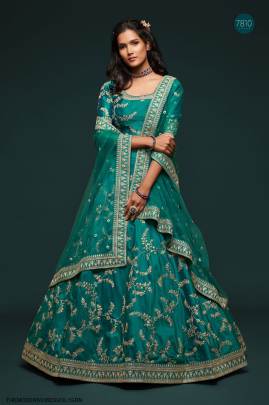 Green Art Silk Lehenga Choli From The Modern Vibes Vol 1 by Zeel Clothing