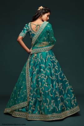 Green Art Silk Lehenga Choli From The Modern Vibes Vol 1 by Zeel Clothing