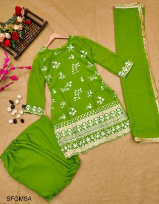 Green Embroidery Sharara