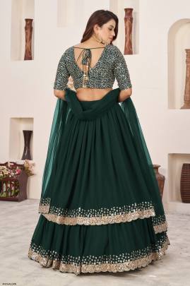 Green Georgette Lehenga Choli From Anchal by Zeel Clothing