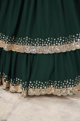 Green Georgette Lehenga Choli From Anchal by Zeel Clothing