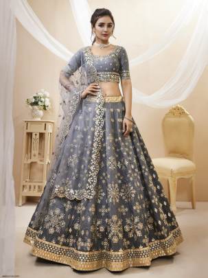 Grey Art Silk Lehenga Angelic Vol 1 by Zeel Clothing