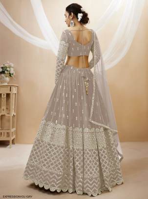 Grey Georgette Sequence Zari Embroidered Work Lehenga Expression Vol 1 by Zeel Clothing