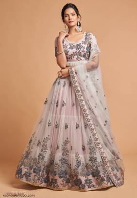 Grey Soft Net Lehenga Choli From Neo Romantic Vol 2 by Zeel Clothing