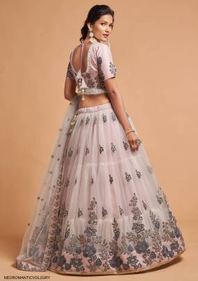 Grey Soft Net Lehenga Choli From Neo Romantic Vol 2 by Zeel Clothing