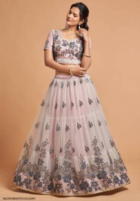 Grey Soft Net Lehenga Choli From Neo Romantic Vol 2 by Zeel Clothing