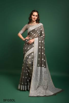 Grey Superhit Design Launching In Lucknowi Weaving Saree