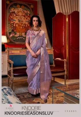 Handwoven Moss Chiffon Saree in Lavender