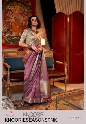 Handwoven Moss Chiffon Saree in Light Pink