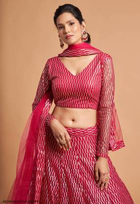 Hot Pink Lehenga Choli From Neo Romantic Vol 2 by Zeel Clothing