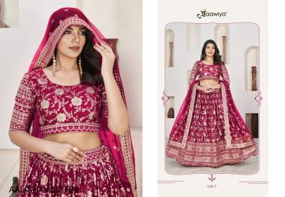 Jacquard Sequins Zari Embroidered Lehenga & Blouse and a Lovely Dupatta in Rani