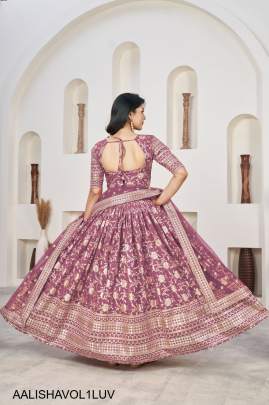 Jacquard Sequins Zari Embroidered Lehenga & Blouse and a Lovely Dupatta in Lavender