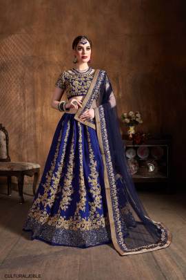 Jade Blue Raw Silk Lehenga Choli From Cultural by Zee Clothing