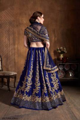 Jade Blue Raw Silk Lehenga Choli From Cultural by Zee Clothing