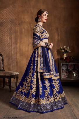 Jade Blue Raw Silk Lehenga Choli From Cultural by Zee Clothing