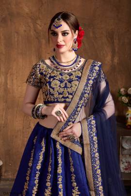 Jade Blue Raw Silk Lehenga Choli From Cultural by Zee Clothing