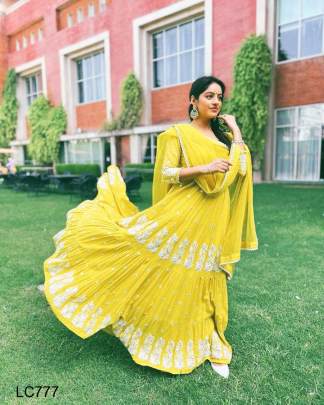 Jodha Bai Anarkali Embroidered Gown For Haldi Function LC777