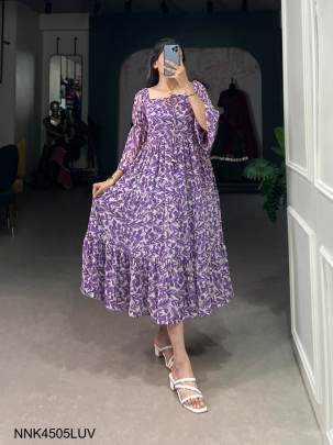 Lavender Twirl in Triple-Layer Georgette Frock