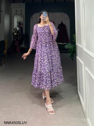 Lavender Twirl in Triple-Layer Georgette Frock