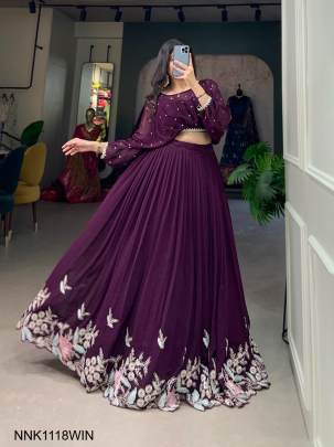 Lehenga With a Captivating Confluence of Tradition and Trend in Wine Colour