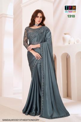 Majestic Sartin George Saree in Dark Grey