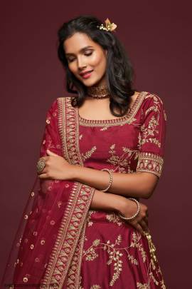 Maroon Art Silk Lehenga Choli From The Modern Vibes Vol 1 by Zeel Clothing