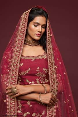 Maroon Art Silk Lehenga Choli From The Modern Vibes Vol 1 by Zeel Clothing