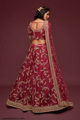 Maroon Art Silk Lehenga Choli From The Modern Vibes Vol 1 by Zeel Clothing