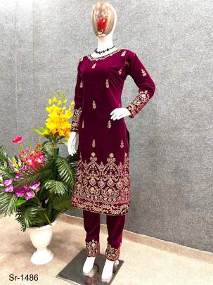 Maroon Color Designer Party Wear Look Suit Sr-1486