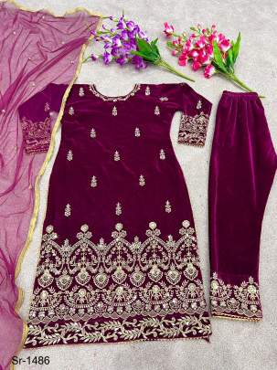 Maroon Color Designer Party Wear Look Suit Sr-1486