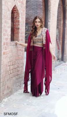 Maroon Organza Silk Fabric And Choli Also Organza Silk Fabric