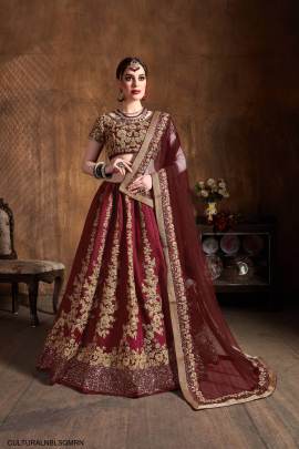 Maroon Raw Silk Lehenga Choli with Sequins From Cultural by Zee Clothing