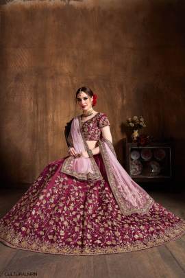 Maroon Raw Silk Lehenga Choli From Cultural by Zee Clothing