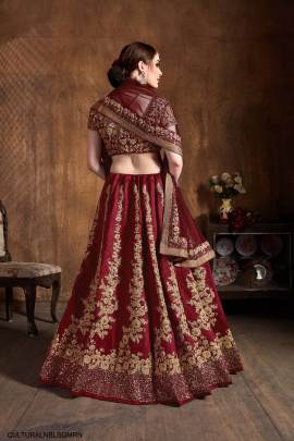 Maroon Raw Silk Lehenga Choli with Sequins From Cultural by Zee Clothing