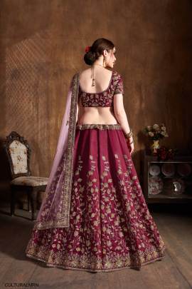 Maroon Raw Silk Lehenga Choli From Cultural by Zee Clothing