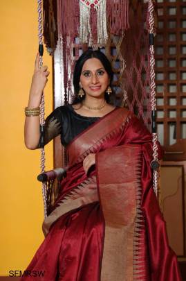 Maroon Raw Silk Weaving Saree