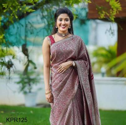 Maroon Soft Lichi Silk Jacquard Work Saree KPR125