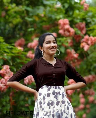 Marron Fancy Kurti Flower