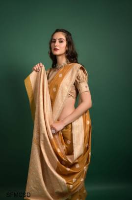 Mustard Superhit Design Launching In Lucknowi Weaving Saree