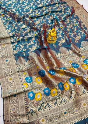 nakshatra silk Extra Ordinary Design Soft Silk Saree In Rama Color By Surati Fabric