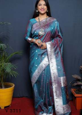 nath paithani Pure Silk Paithani Saree In Peacock Color By Surati Fabric