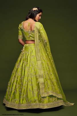 Neon Art Silk Lehenga Choli From The Modern Vibes Vol 1 by Zeel Clothing